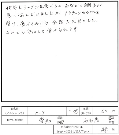 アラテックセラピー感想１６　小麦アレルギー腹痛